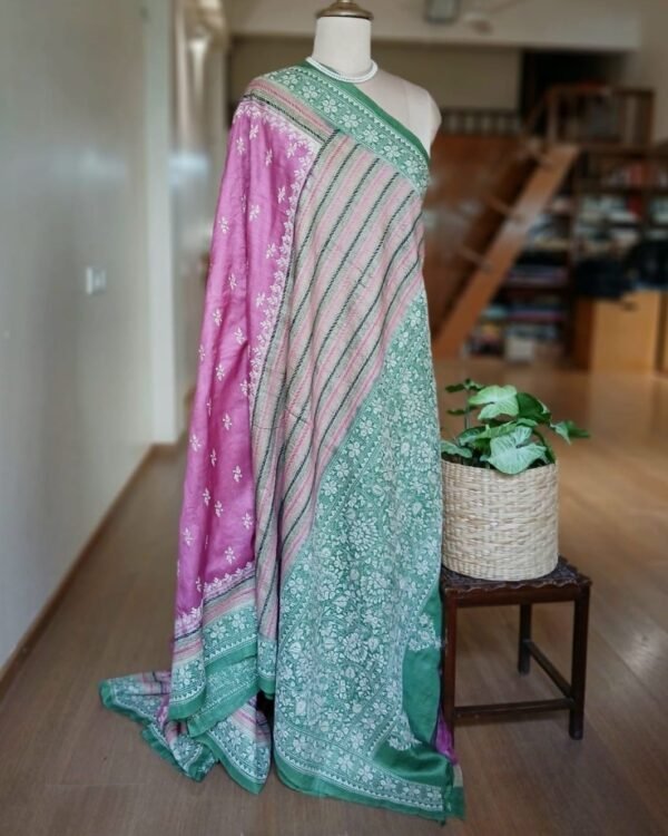 PadmaShree Takdira Begum’s Tussar Silk Kantha Saree – (SKTS1016) - Image 6