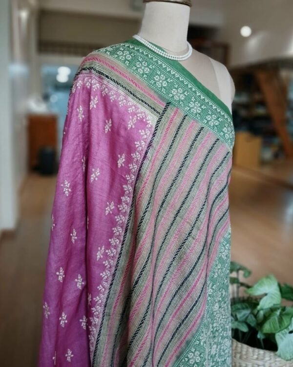 PadmaShree Takdira Begum’s Tussar Silk Kantha Saree – (SKTS1016) - Image 7