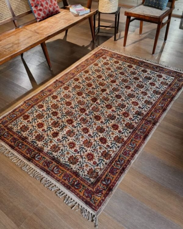 Kalamkari Dhurrie from Warangal (6 x 4 ft) – (NWKD1008) - Image 2