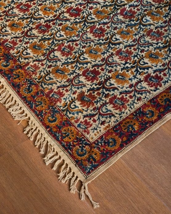 Kalamkari Dhurrie from Warangal (6 x 4 ft) – (NWKD1017)
