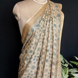 Ajrakh Tussar Silk Saree – (ATSS0021)