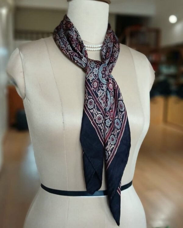 Ajrakh Natural Dyes Medium Square Scarf – (NDAS0009)