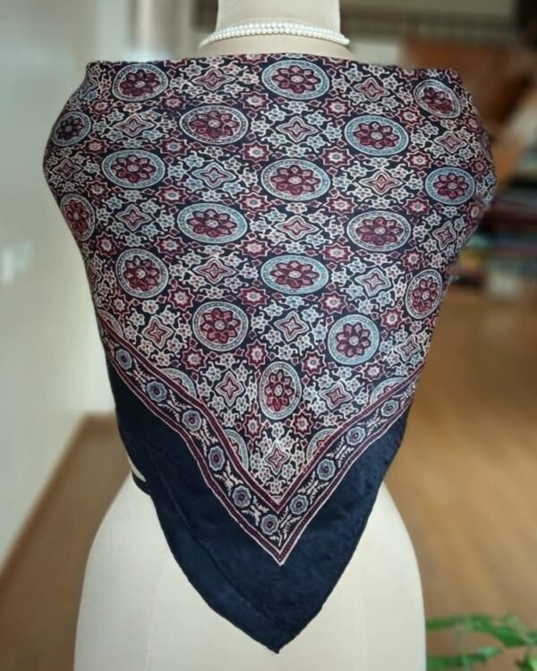 Ajrakh Natural Dyes Medium Square Scarf – (NDAS0009) - Image 2