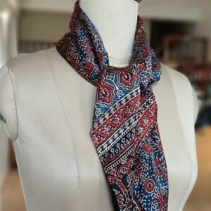 Ajrakh Natural Dyes Medium Square Scarf – (NDAS0010)