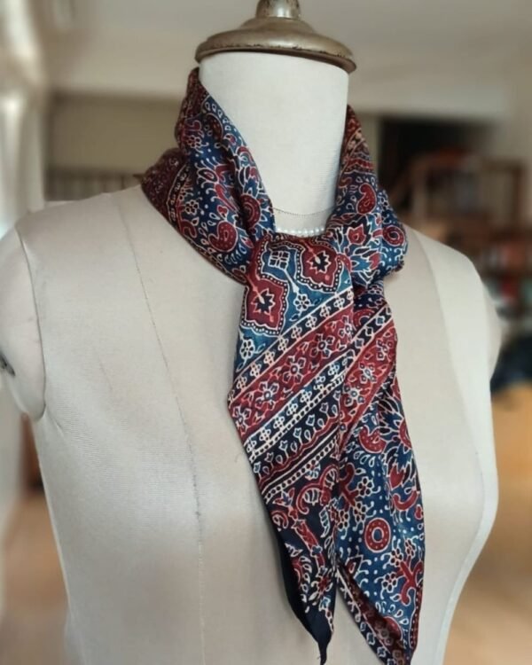 Ajrakh Natural Dyes Medium Square Scarf – (NDAS0010)