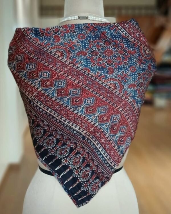 Ajrakh Natural Dyes Medium Square Scarf – (NDAS0010) - Image 2