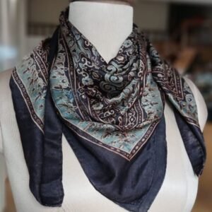 Ajrakh Natural Dyes Medium Square Scarf – (NDAS0011)