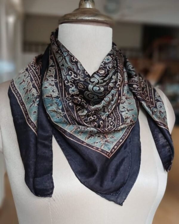 Ajrakh Natural Dyes Medium Square Scarf – (NDAS0011)