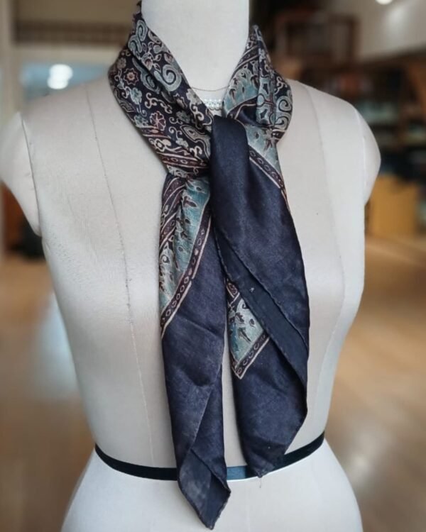 Ajrakh Natural Dyes Medium Square Scarf – (NDAS0011) - Image 4