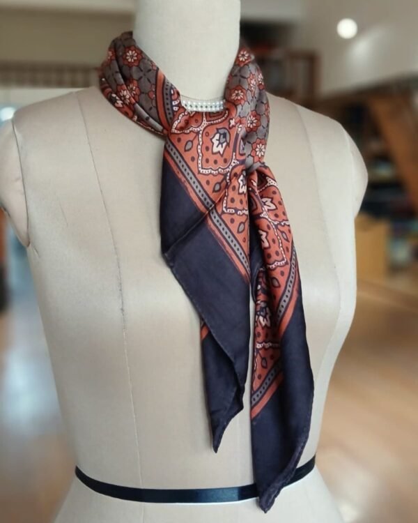 Ajrakh Natural Dyes Medium Square Scarf – (NDAS0012)