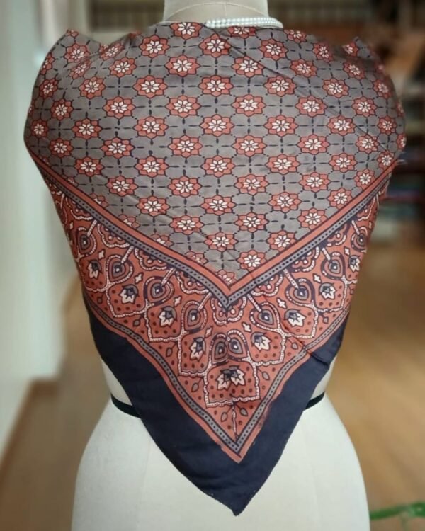 Ajrakh Natural Dyes Medium Square Scarf – (NDAS0012) - Image 2