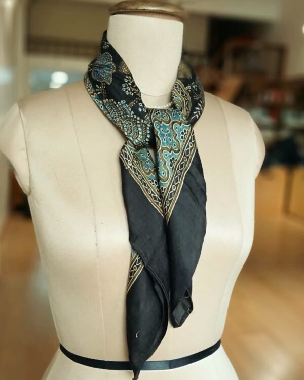 Ajrakh Natural Dyes Medium Square Scarf – (NDAS0014)