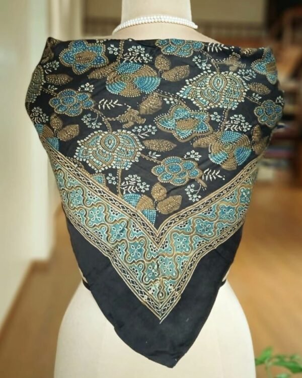 Ajrakh Natural Dyes Medium Square Scarf – (NDAS0014) - Image 2