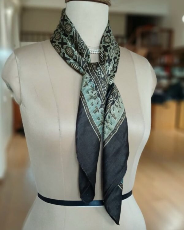 Ajrakh Natural Dyes Medium Square Scarf – (NDAS0015)
