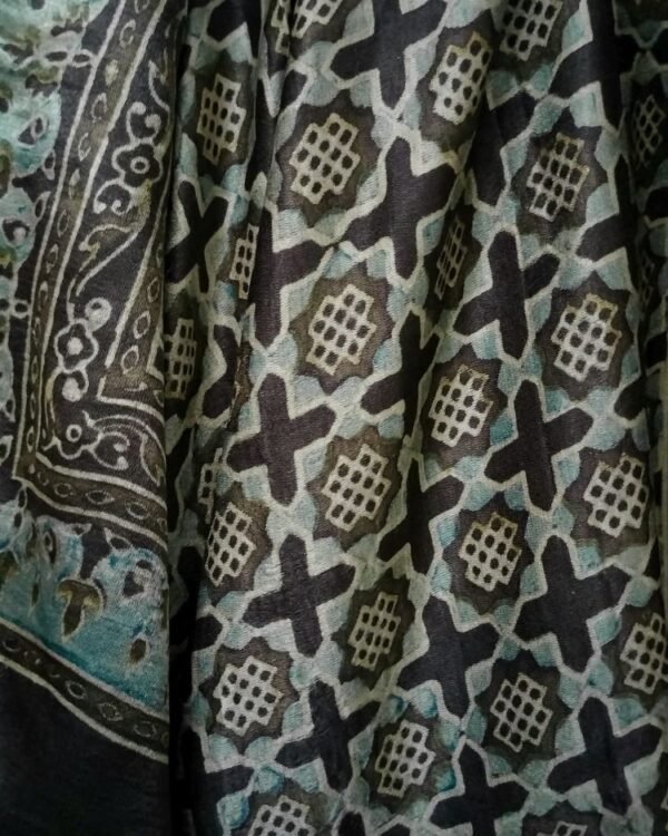Ajrakh Natural Dyes Medium Square Scarf – (NDAS0015) - Image 3