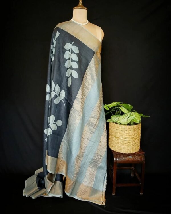 Handpainted Tussar Silk Saree - (TSHS0006) - Image 4