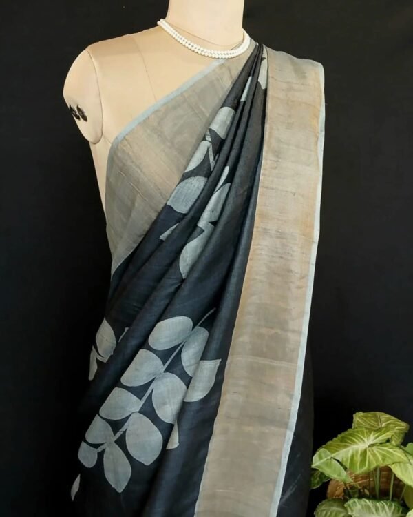 Handpainted Tussar Silk Saree - (TSHS0006) - Image 2