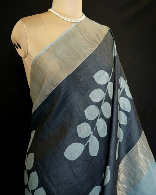Handpainted Tussar Silk Saree - (TSHS0006) - Image 3