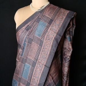Ajrakh Tussar Silk Saree – (ATSS0021)