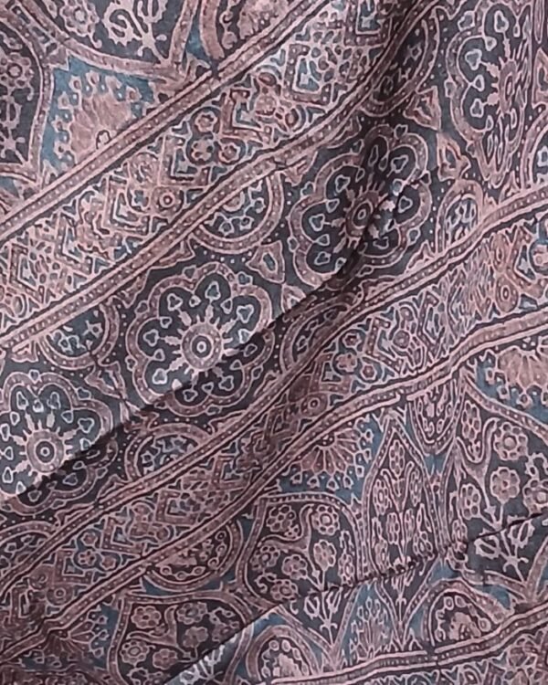 Ajrakh Tussar Silk Saree – (ATSS0021) - Image 6