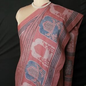 Ajrakh Tussar Silk Saree – (ATSS0022)