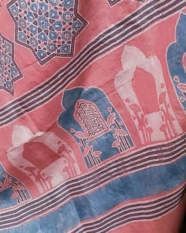 Ajrakh Tussar Silk Saree – (ATSS0022) - Image 5