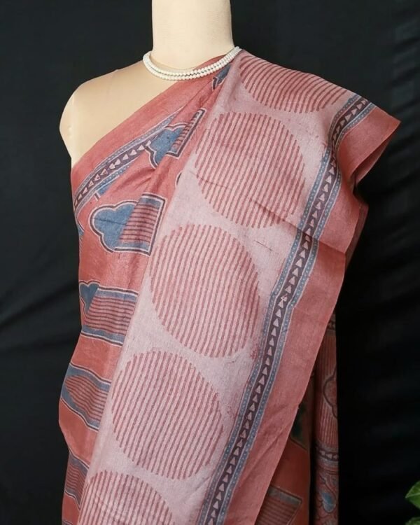 Ajrakh Tussar Silk Saree – (ATSS0023)