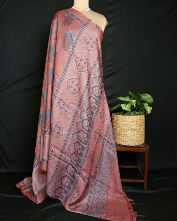 Ajrakh Tussar Silk Saree – (ATSS0023) - Image 5
