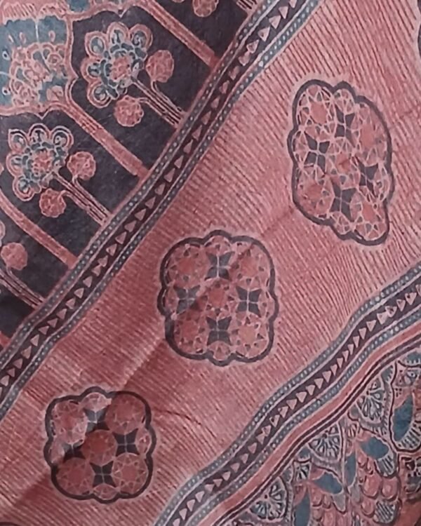 Ajrakh Tussar Silk Saree – (ATSS0023) - Image 6