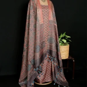Two-piece salwar sets in pure Tussar Silk with natural dyes Ajrakh – (TPSS0014)