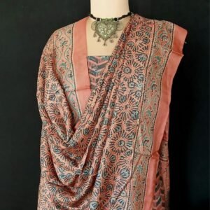 Two-piece salwar sets in pure Tussar Silk with natural dyes Ajrakh – (TPSS0016)