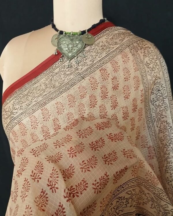 Natural Dyes Handblock from Bagh on Kota Silk – (NDBS0002)