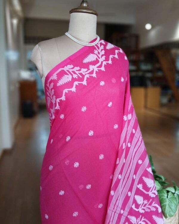 Handweave Jamdani Cotton Saree – (JCHS1044) - Image 4