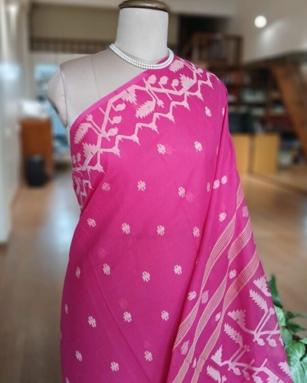 Handweave Jamdani Cotton Saree – (JCHS1045) - Image 4