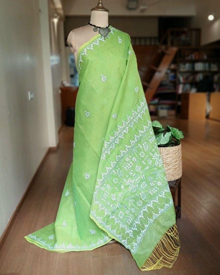 Cotton Kantha Saree from Santiniketan – (KNCS1028) - Image 2