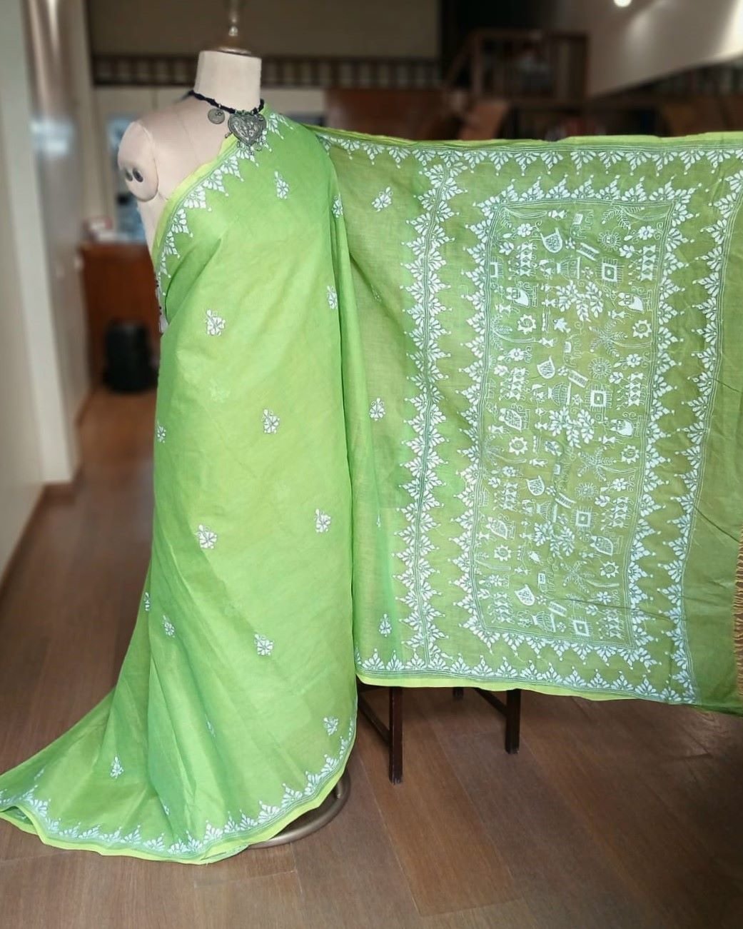 Cotton Kantha Saree from Santiniketan – (KNCS1028) - Image 3