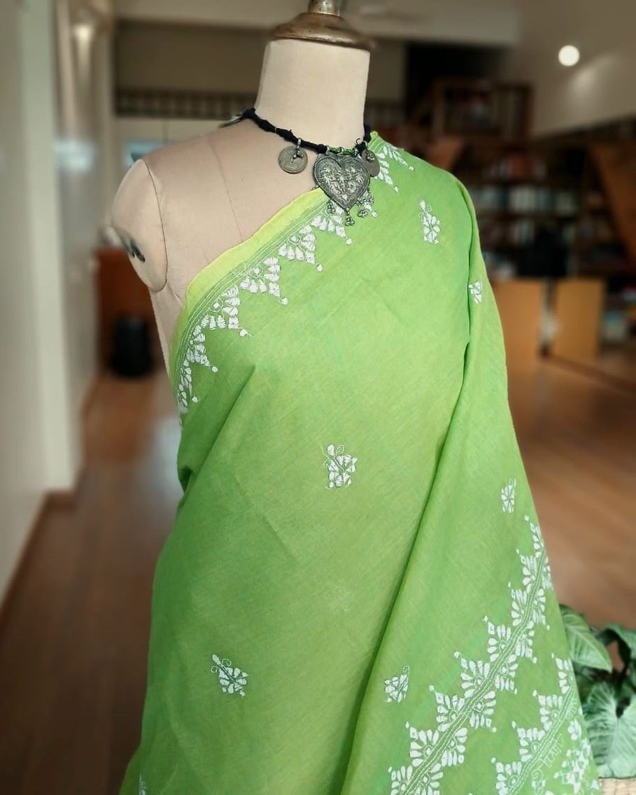 Cotton Kantha Saree from Santiniketan – (KNCS1028) - Image 5