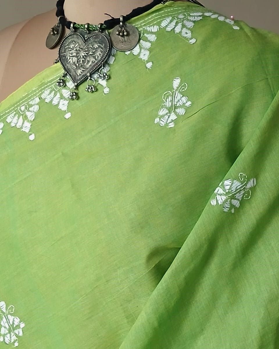 Cotton Kantha Saree from Santiniketan – (KNCS1028) - Image 7