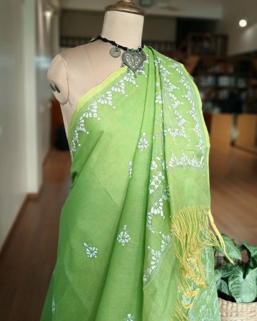 Cotton Kantha Saree from Santiniketan – (KNCS1028) - Image 4