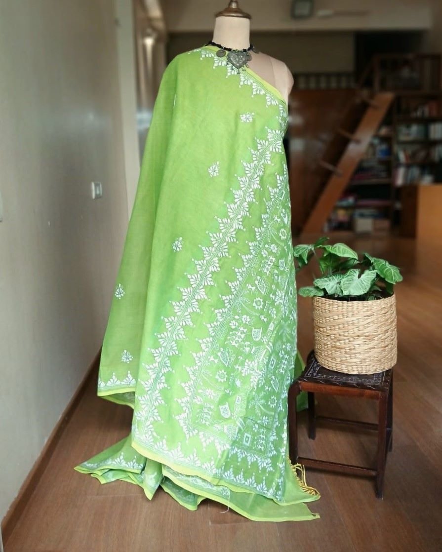 Cotton Kantha Saree from Santiniketan – (KNCS1028) - Image 8