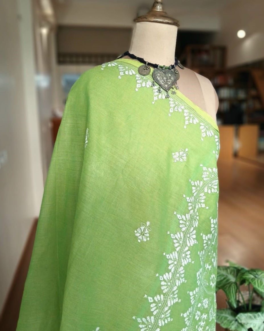 Cotton Kantha Saree from Santiniketan – (KNCS1028) - Image 9