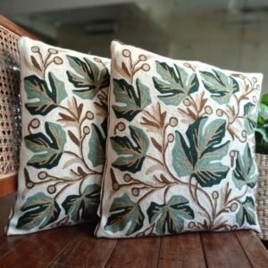Crewel embroidered Chinar Motif Cushion Covers – (CCMC0015)