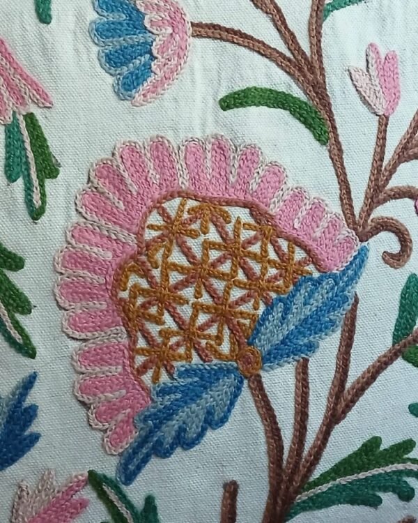 Crewel embroidered Chinar Motif Cushion Covers – (CCMC0017) - Image 3