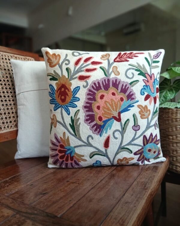Crewel embroidered Chinar Motif Cushion Covers – (CCMC0019) - Image 3