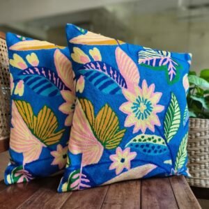 Crewel embroidered Chinar Motif Cushion Covers – (CCMC0016)