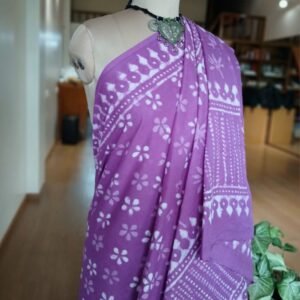 Dabu Handblock Cotton Saree from Bagru (DHCS0004)