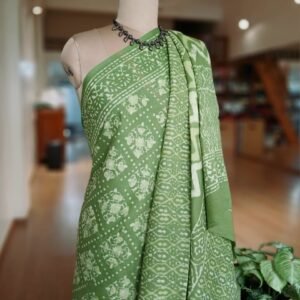 Dabu Handblock Cotton Saree from Bagru (DHCS0001)