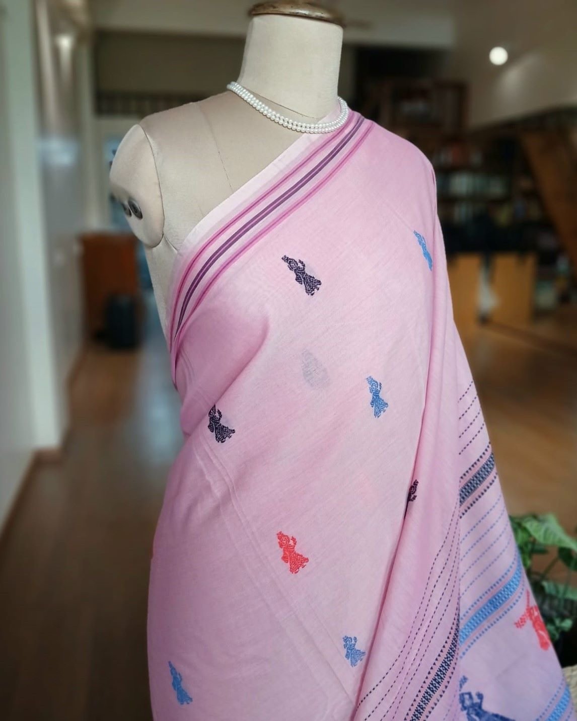Gollabhama (milkmaid / gopika) handweave saree in cotton – (WGHS1001) - Image 3