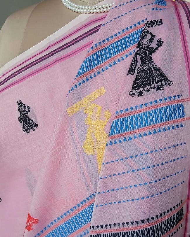 Gollabhama (milkmaid / gopika) handweave saree in cotton – (WGHS1001) - Image 5