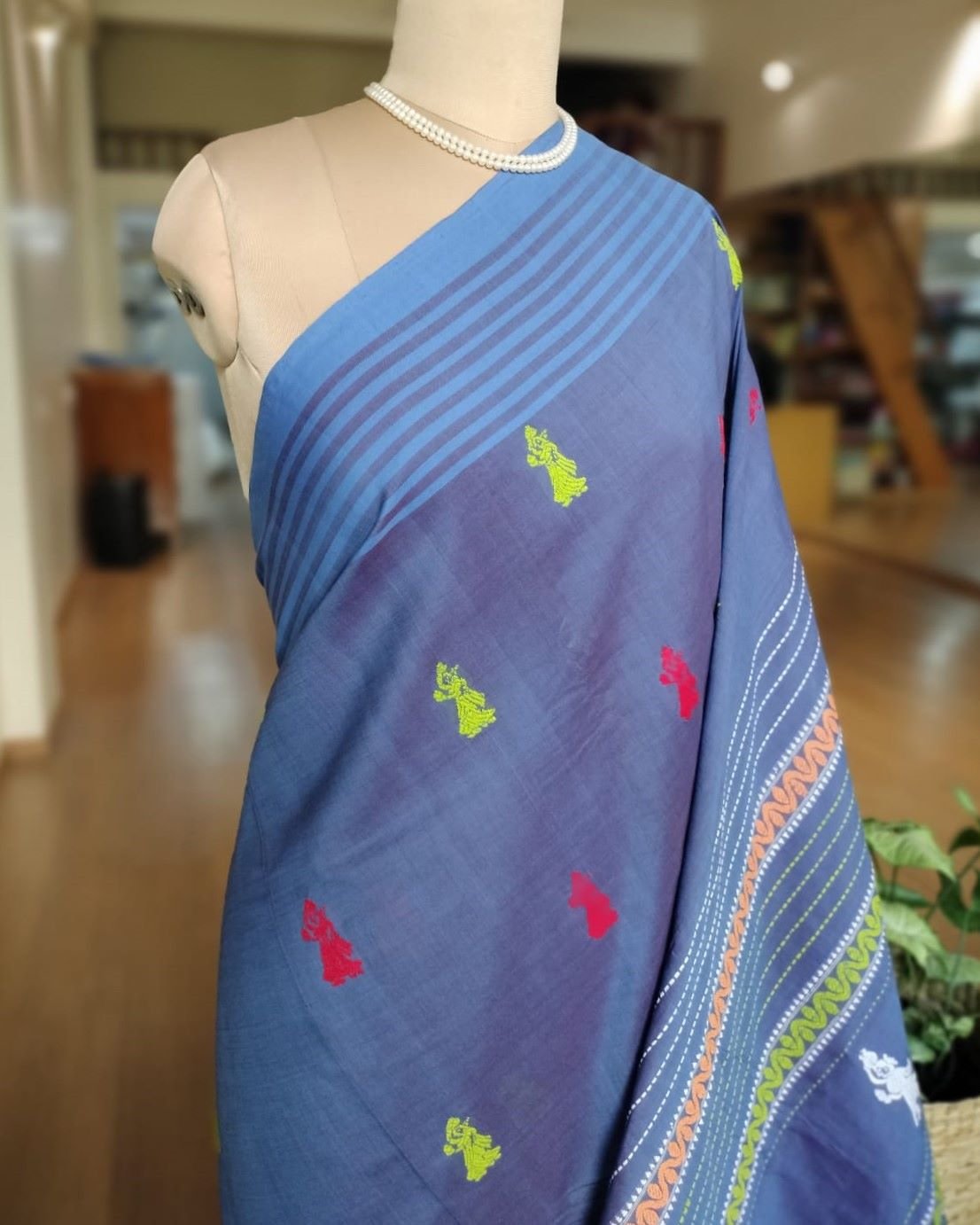 Gollabhama (milkmaid / gopika) handweave saree in cotton – (WGHS1012) - Image 3